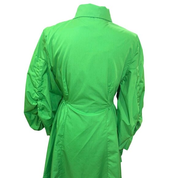 NWT Beulah Womens Green Empire Waist Party Dress Puff Sleeves Adjustable Ties S - Picture 2 of 13